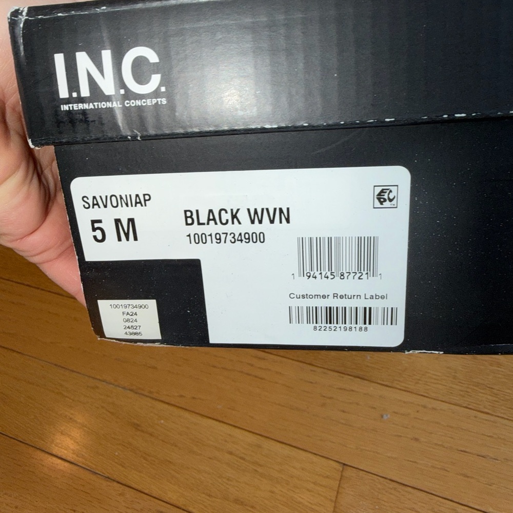 INC International Concepts Savoniap Black Woven Knee-High Boots Stiletto Heel 5 - Picture 9 of 9